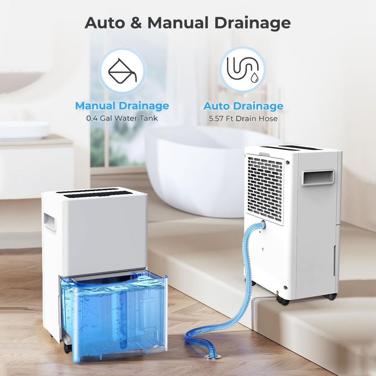Seavon 1500 Sq.Ft Dehumidifiers, 21 Pint Dehumidifier for Basement with Drain Hose, Dehumidifier for Bathroom, Bedroom, Large Room, 3 Modes, Auto Defrost, Intelligent Humidity Control