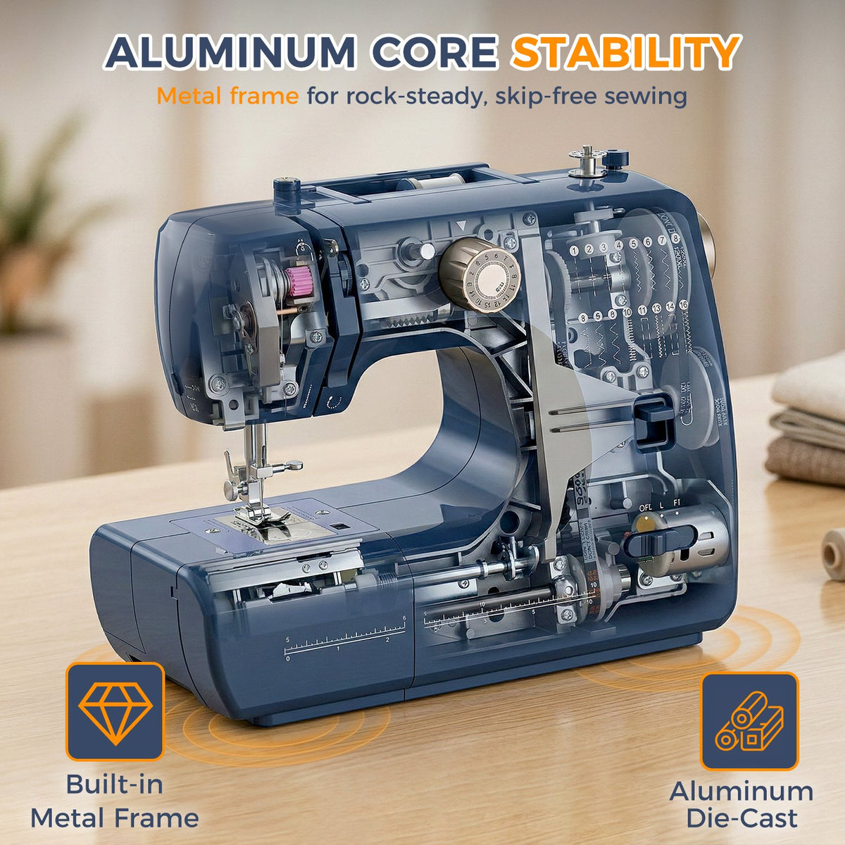 Seavon FHSM-70 Portable Sewing Machine for Denim Hems & Home Mending