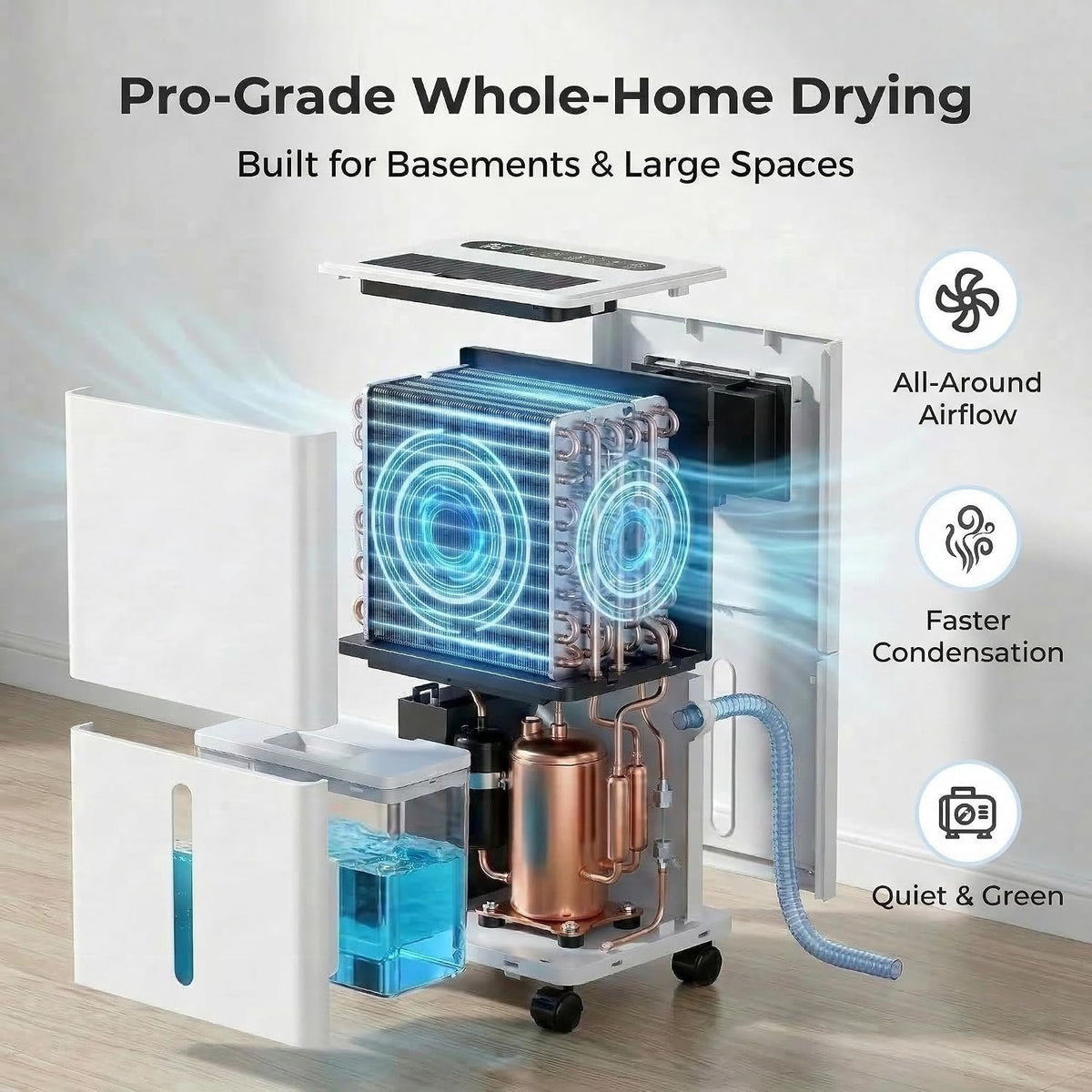 Seavon 1500 Sq.Ft Dehumidifiers, 21 Pint Dehumidifier for Basement with Drain Hose, Dehumidifier for Bathroom, Bedroom, Large Room, 3 Modes, Auto Defrost, Intelligent Humidity Control