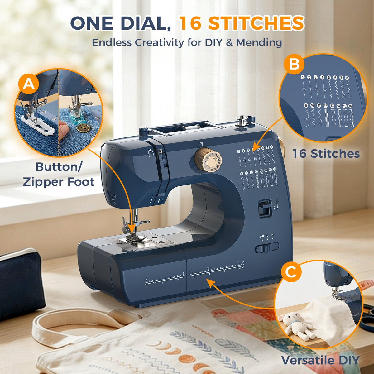 Seavon FHSM-70 Portable Sewing Machine for Denim Hems & Home Mending