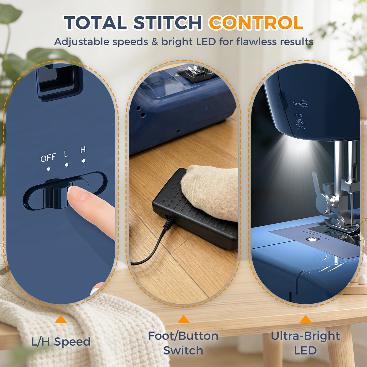 Seavon FHSM-70 Portable Sewing Machine for Denim Hems & Home Mending