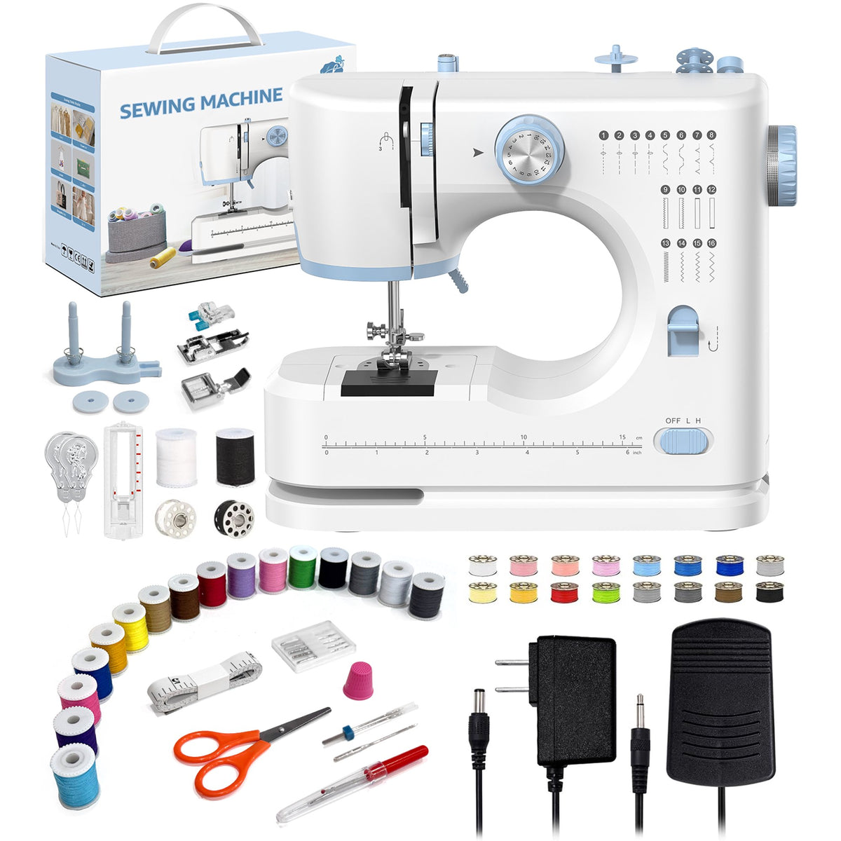 Seavon FHSM-520 Portable Sewing Machine for Beginners, Out Storage Drawer for Home Mending and DIY Crafts