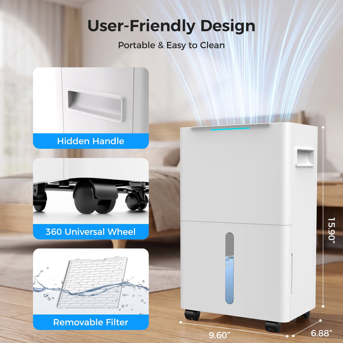 Seavon DA601 21 Pints Dehumidifier for Basement up to 1,500 Sq.Ft