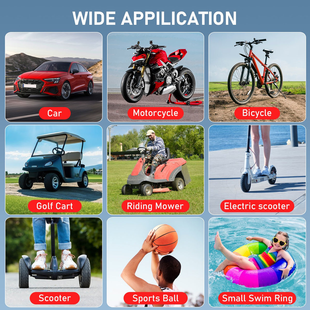 Seavon Tire Inflator Portable Air Compressor, 150 PSI Cordless Air Pump with Dual Digital Display, Auto Shutoff, 5 Modes, LED Emergency Light and Power Bank for Car, SUV, Bike and Ball