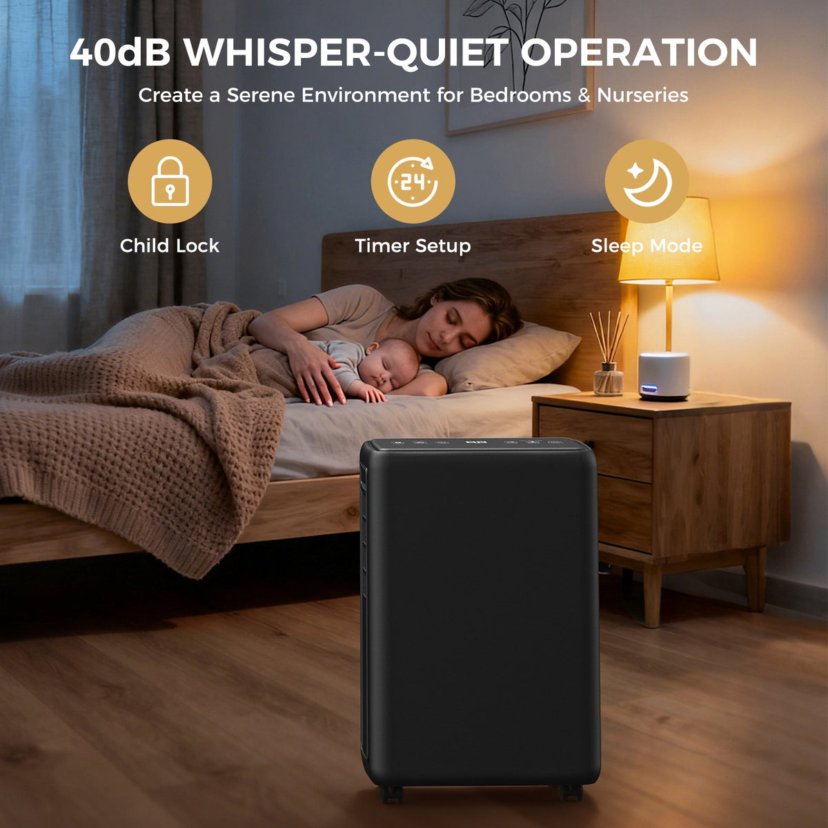 Seavon 2000 Sq.Ft Dehumidifier Basement, 30 Pints Dehumidifier with Drain Hose for Bathroom, Bedroom, Large Room, 3 Modes, 0.52-gal tank, 40dB quiet, 2 fan speeds, child lock, 24H timer, auto-defrost