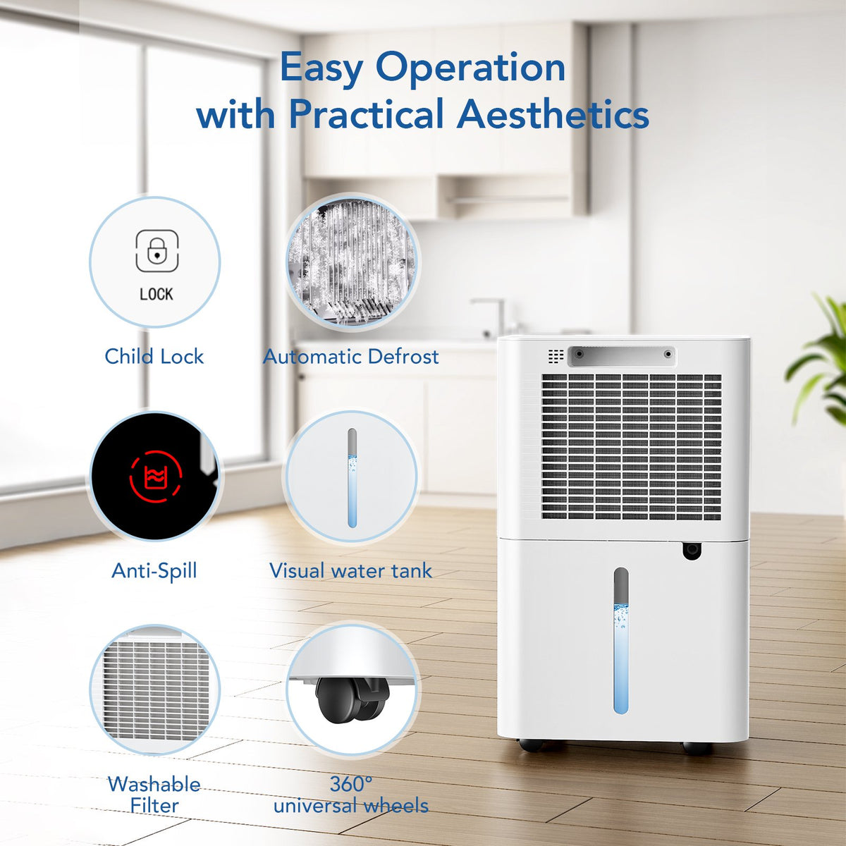 Seavon CT01 Max 34 Pints Dehumidifiers for Home Large Room, Bedroom Up To 2,500 Sq.Ft
