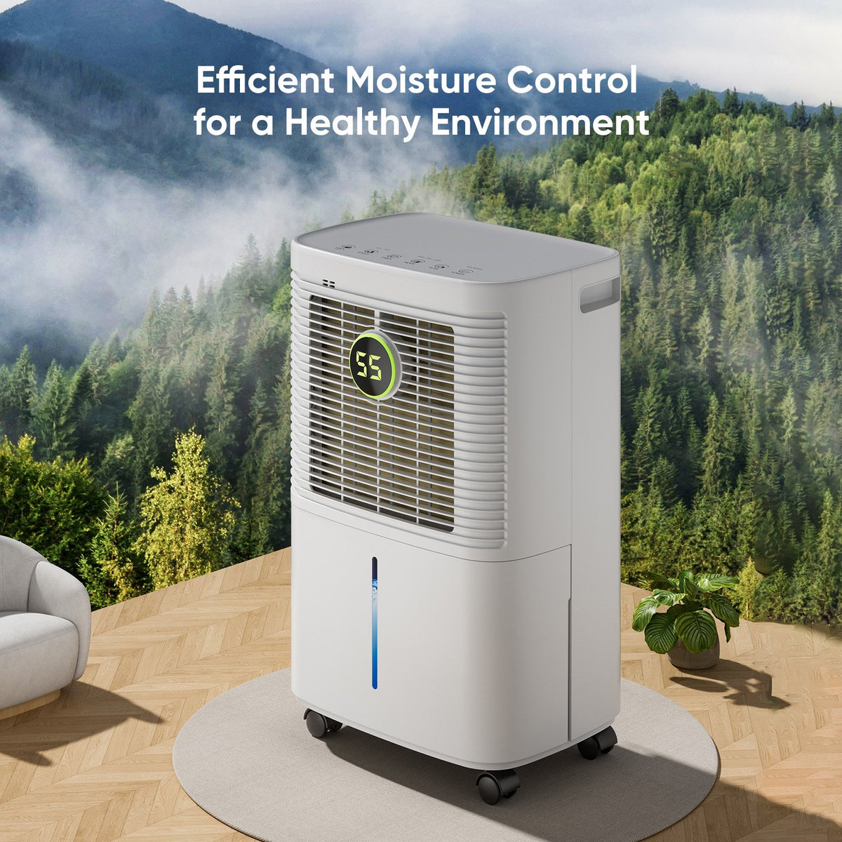 Seavon 34-Pint Dehumidifier for Basement Up to 2,500 Sq. Ft., 40 dB Quiet Dehumidifier with Color Humidity Ring, 3 Modes, 0.5-Gal Tank, 3.3-Ft Drain Hose and Auto Defrost