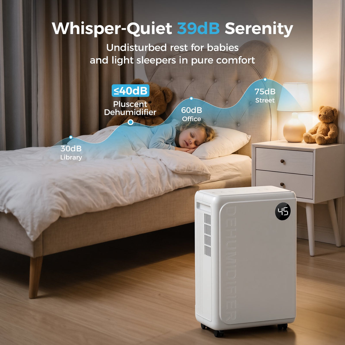 Seavon 32-Pint Dehumidifier for Home Up to 2,500 Sq. Ft., Basement Dehumidifier with 0.53-Gal Tank, 3.3-Ft Drain Hose, 39-42 dB, 3 Modes, 24H Timer and Auto Defrost