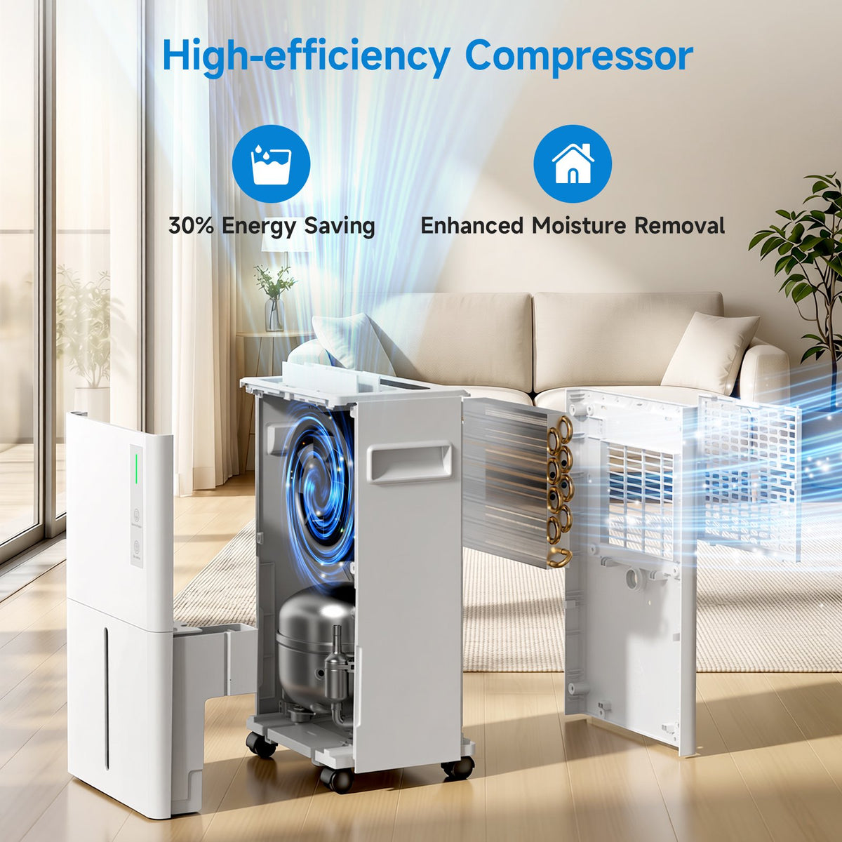 Seavon 21-Pint Dehumidifier for Basement Up to 1,500 Sq. Ft., 39 dB Quiet Dehumidifier for Home with Drain Hose, 3 Modes, Smart Humidity Control, 24H Timer and Auto Defrost