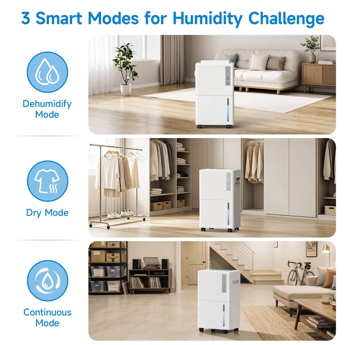 Seavon 21-Pint Dehumidifier for Basement Up to 1,500 Sq. Ft., 39 dB Quiet Dehumidifier for Home with Drain Hose, 3 Modes, Smart Humidity Control, 24H Timer and Auto Defrost
