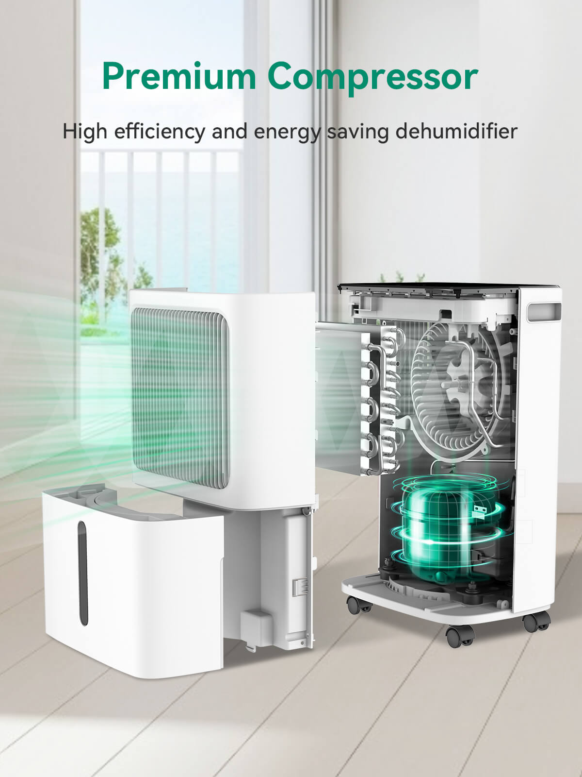 VEAGASO VG380 2,500 Sq. Ft Max 34-Pints Dehumidifier for Home, Basement & Bathrroom with Drain Hose - Classic