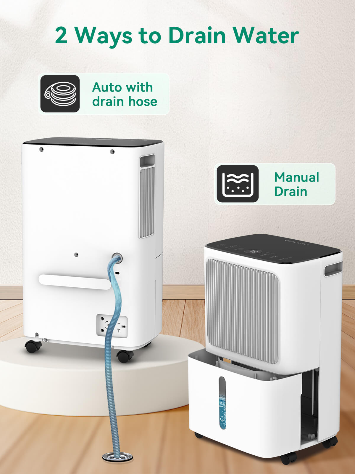 VEAGASO VG380 2,500 Sq. Ft Max 34-Pints Dehumidifier for Home, Basement & Bathroom with Drain Hose - Classic