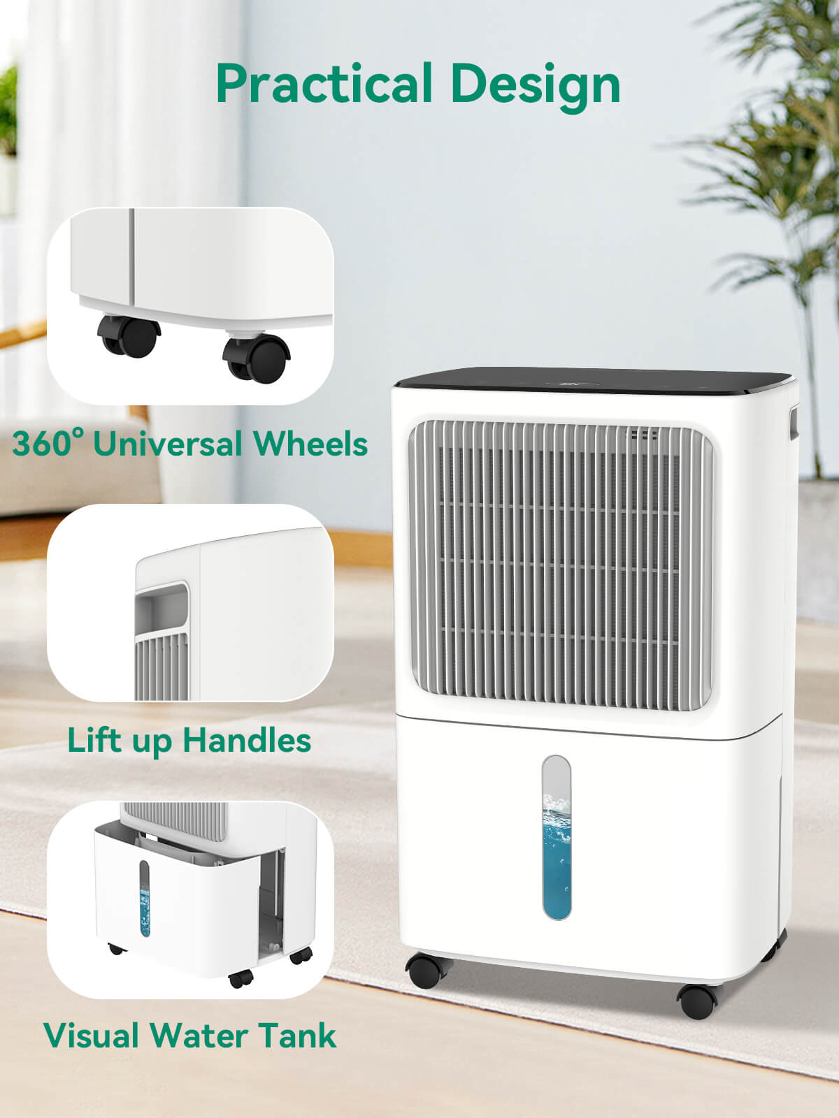 VEAGASO VG380 2,500 Sq. Ft Max 34-Pints Dehumidifier for Home, Basement & Bathroom with Drain Hose - Classic