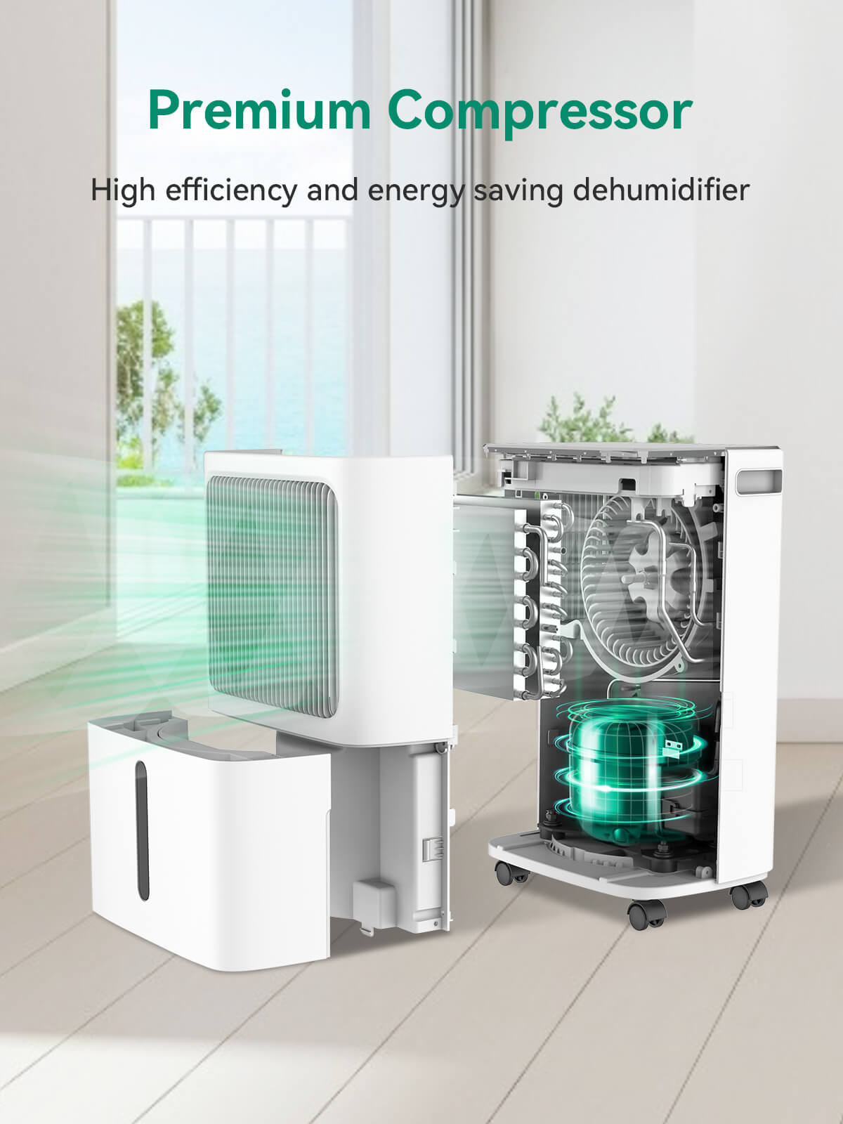 VEAGASO VG600 Portable 34-Pint Dehumidifier with Smart Control, 2,500 Sq. Ft - White