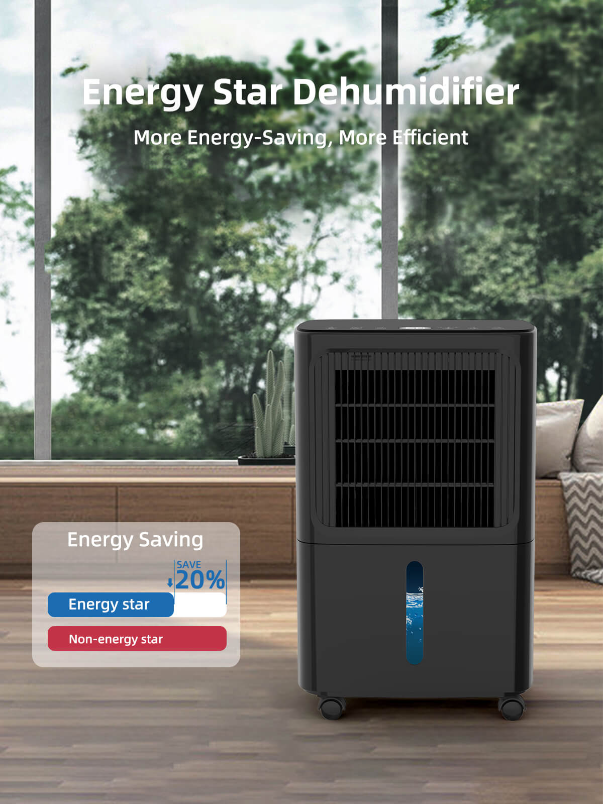 VEAGASO VG800 Max 34 Pints Dehumidifier for Basement & Large Rooms Up to 2500 Sq. Ft, Energy Star, Drain Horse - Black