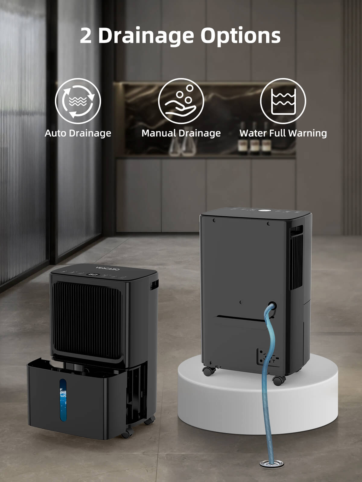 VEAGASO VG800 Max 34 Pints Dehumidifier for Basement & Large Rooms Up to 2500 Sq. Ft, Energy Star, Drain Horse - Black