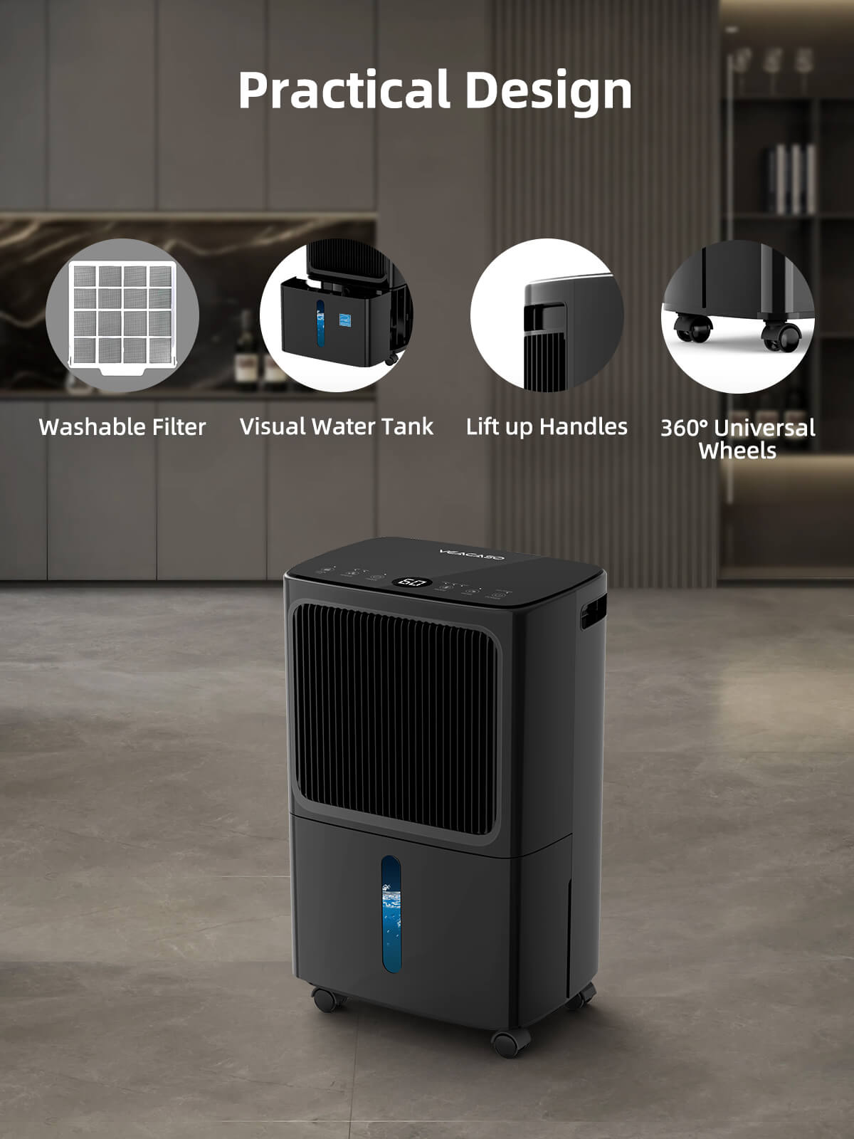 VEAGASO VG800 34-Pint Energy-Efficient Dehumidifier for Large Room