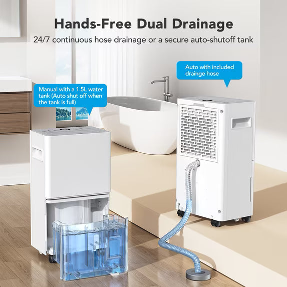 Seavon 21-Pint Dehumidifier for Home and Basement, Covers Up to 1,500 Sq. Ft., 36-40 dB Quiet Operation, 3 Modes, Drain Hose, 24-Hour Timer and Auto Defrost