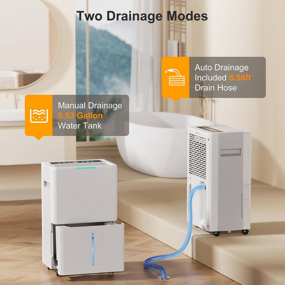 Seavon WP05 Max 45-Pints 4000 Sq.Ft Dehumidifier for Basement with Drain Hose