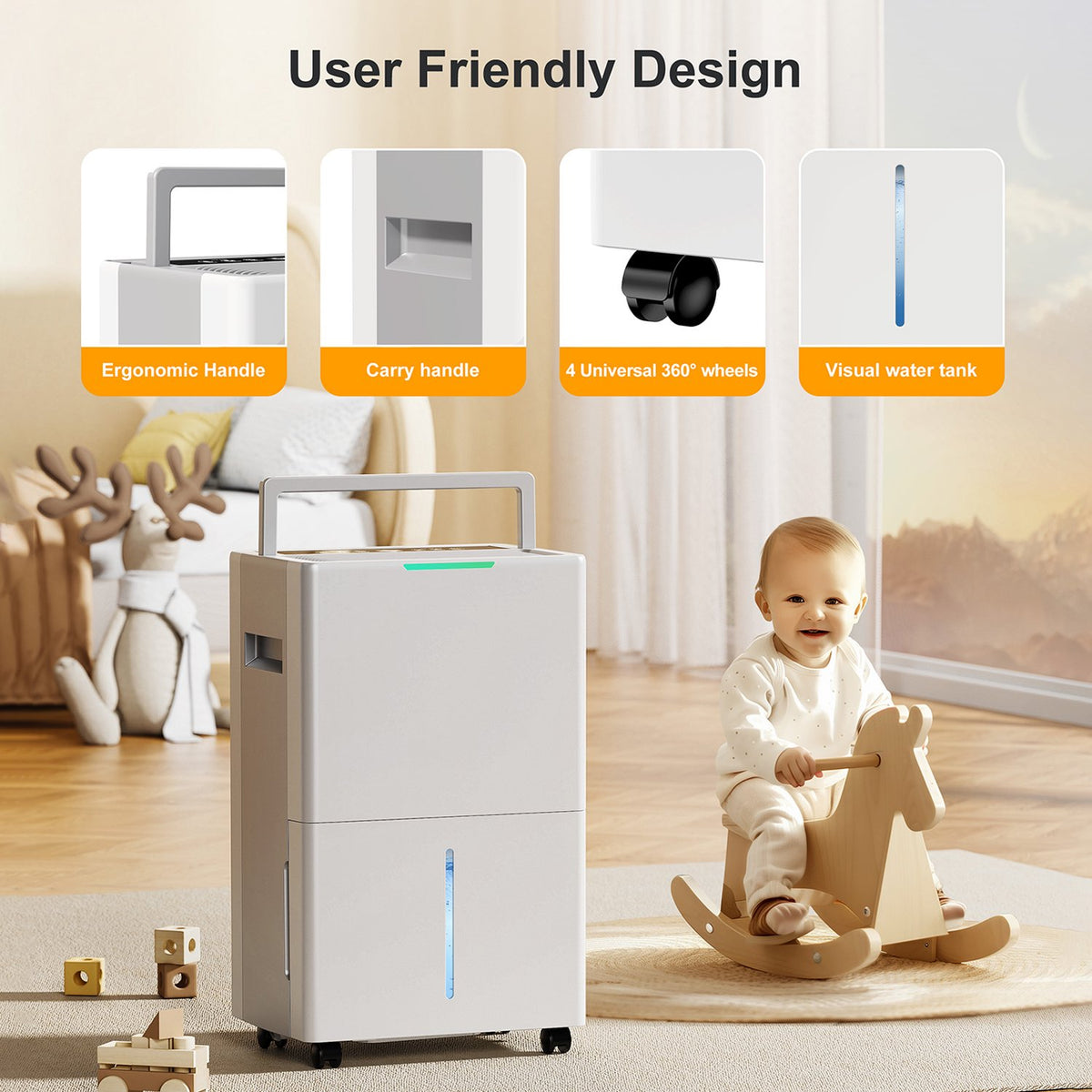 Seavon WP05 Max 45-Pints 4000 Sq.Ft Dehumidifier for Basement with Drain Hose