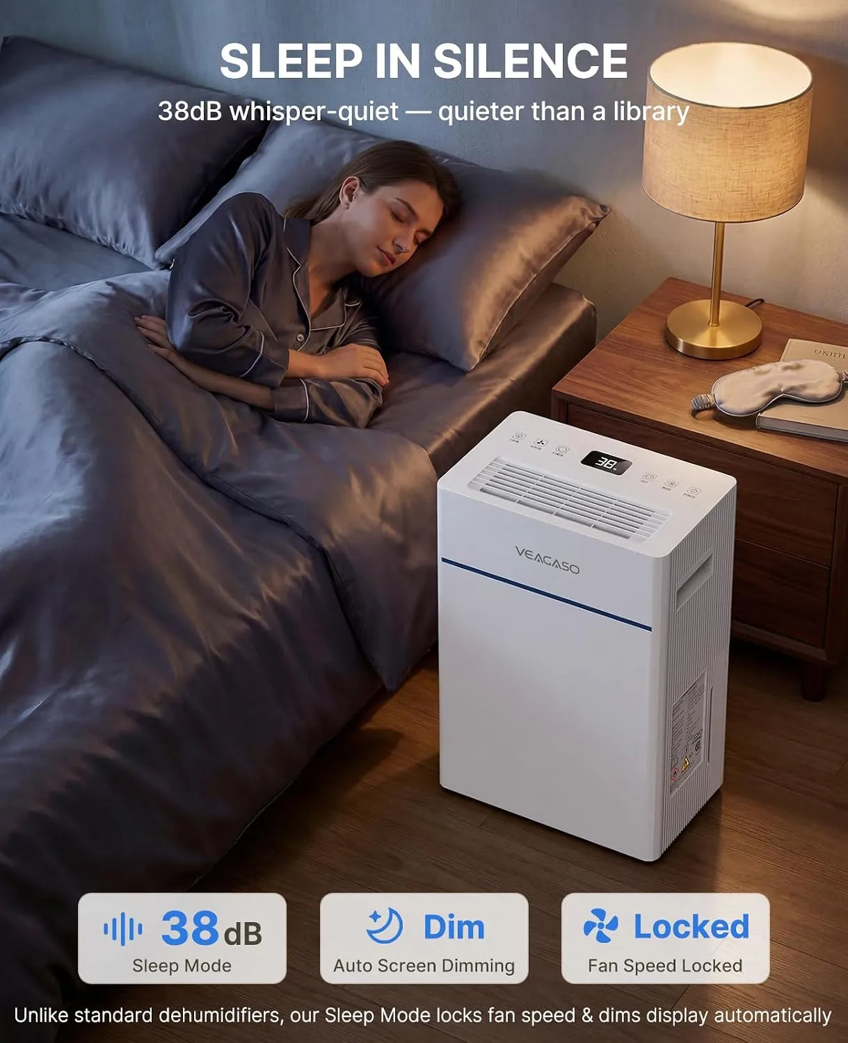 VEAGASO BP04 Max 32-Pints Dehumidifier for & Basement, Bedroom, Covers up to 2,000 Sq. Ft - Energy-Efficient & Quiet Operation