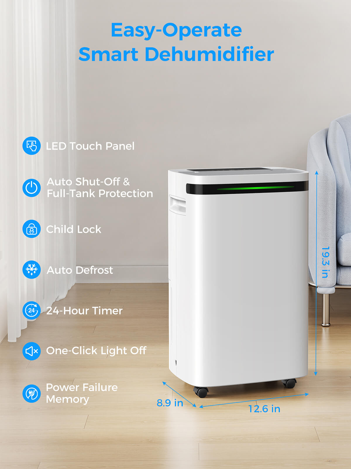 VEAGASO VG500 Max 58-Pints Dehumidifier for Large Basements & Home, Covers up to 4,000 Sq. Ft, Includes Extended 6.56-FT Drain Hose